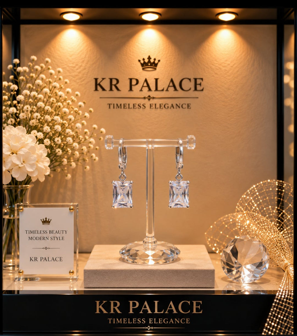 Crystal Square Drop Earrings