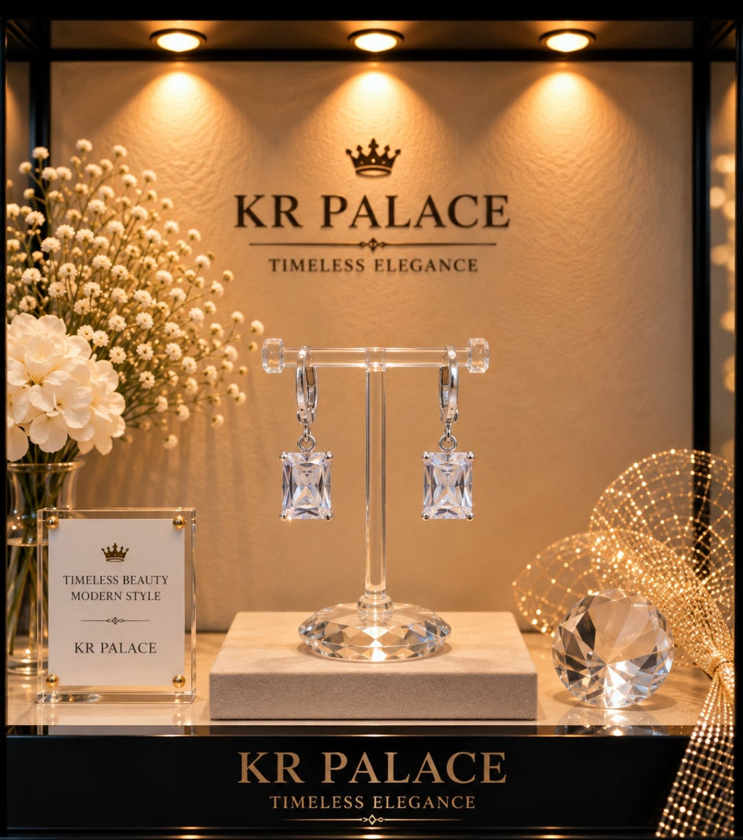Crystal Square Drop Earrings