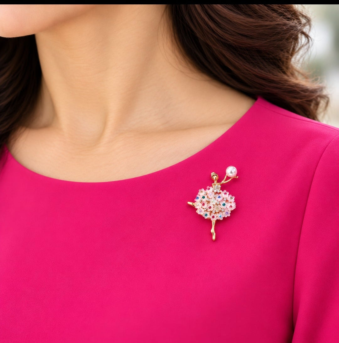 Ballerina Floral Pearl Brooch