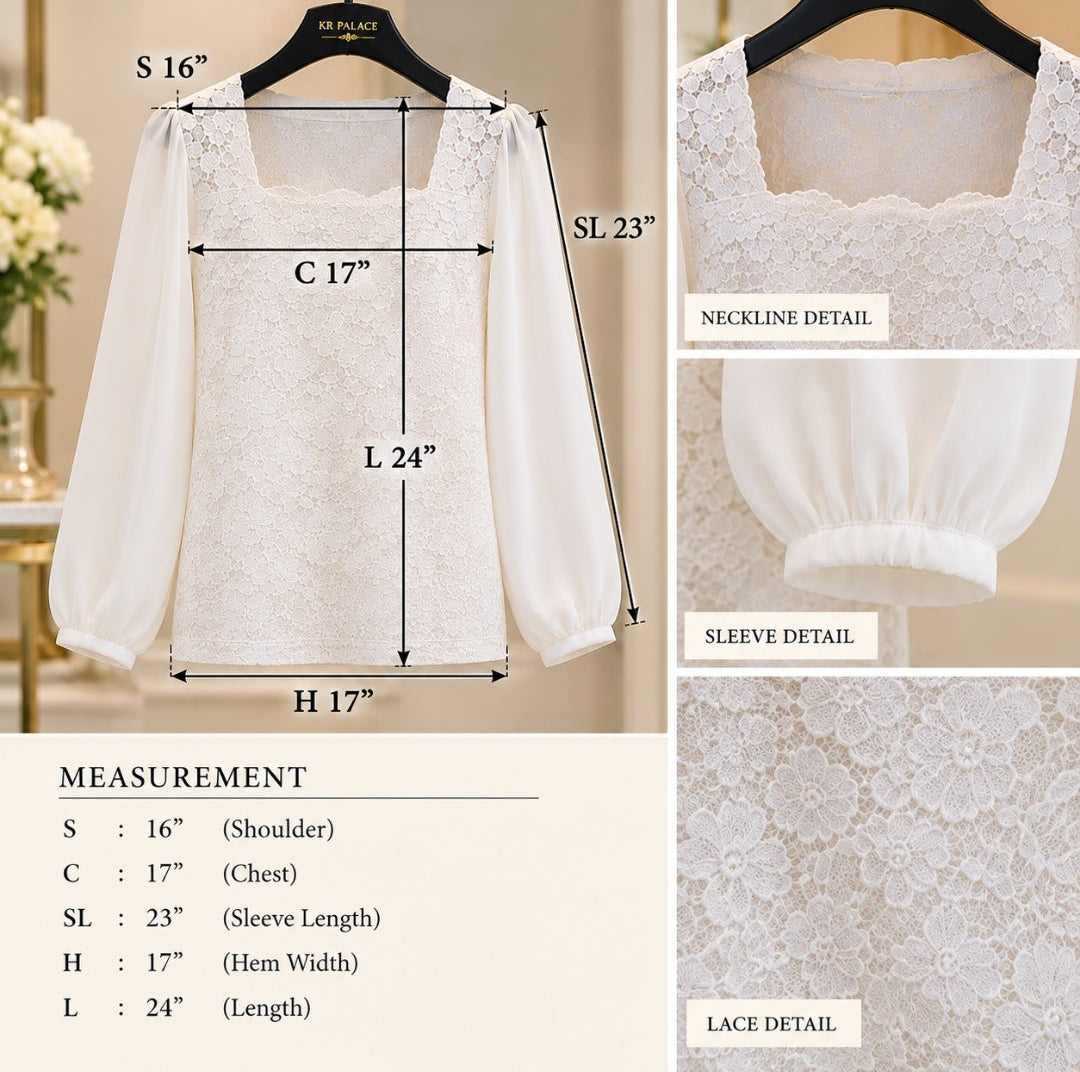 Elegant Lace Square-Neck Blouse