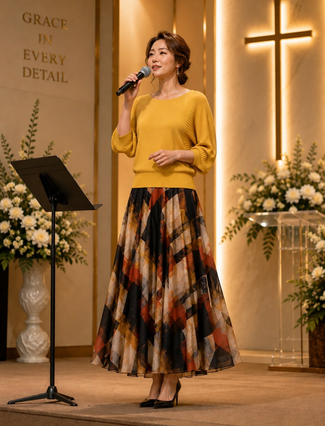 Autumn Mosaic Flow Maxi Skirt