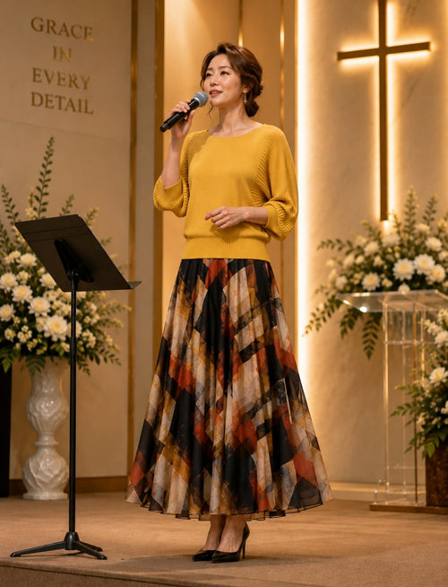 Autumn Mosaic Flow Maxi Skirt