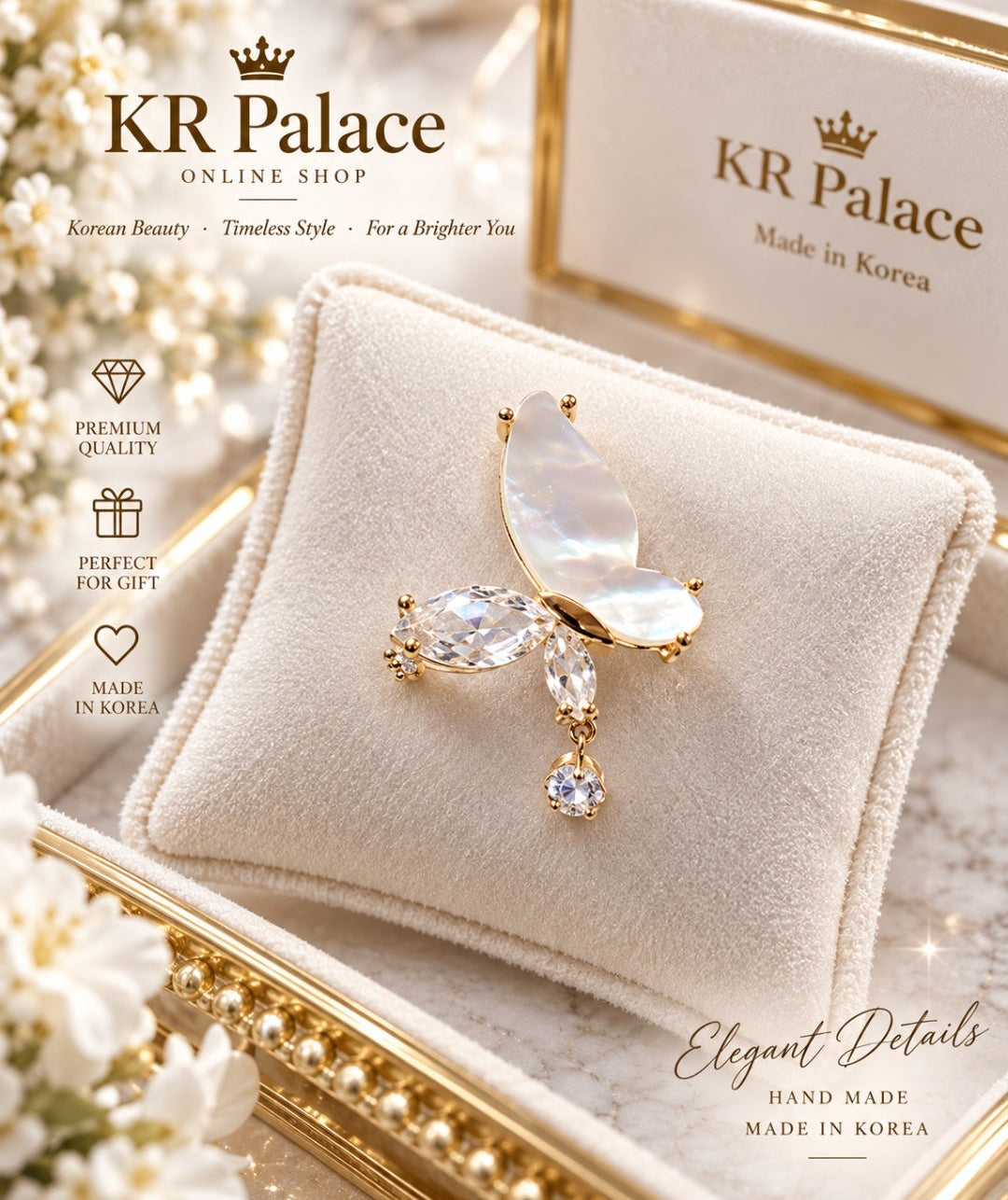 Pearl Butterfly Elegance Brooch