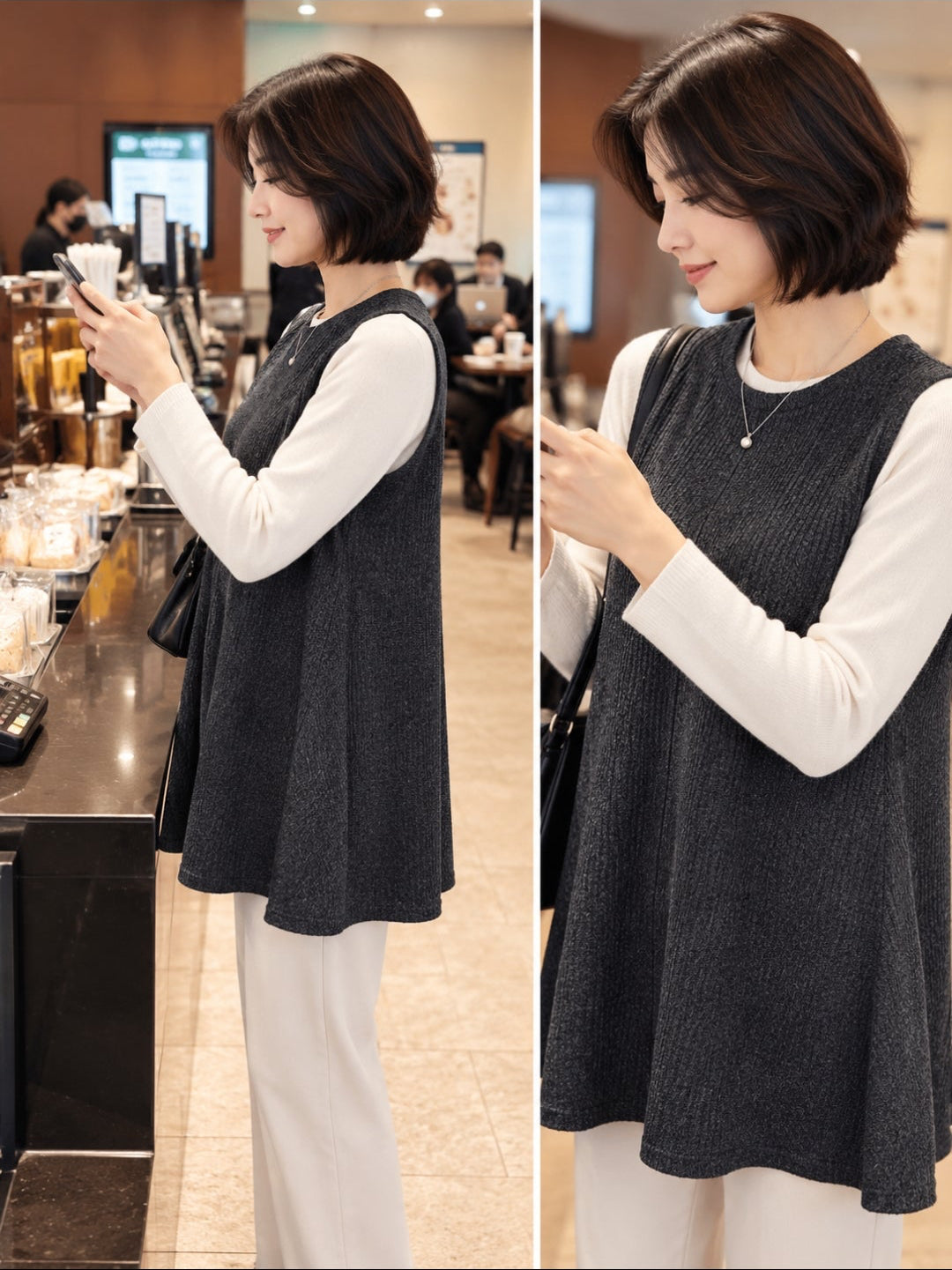 Charcoal Ribbed Swing Tunic