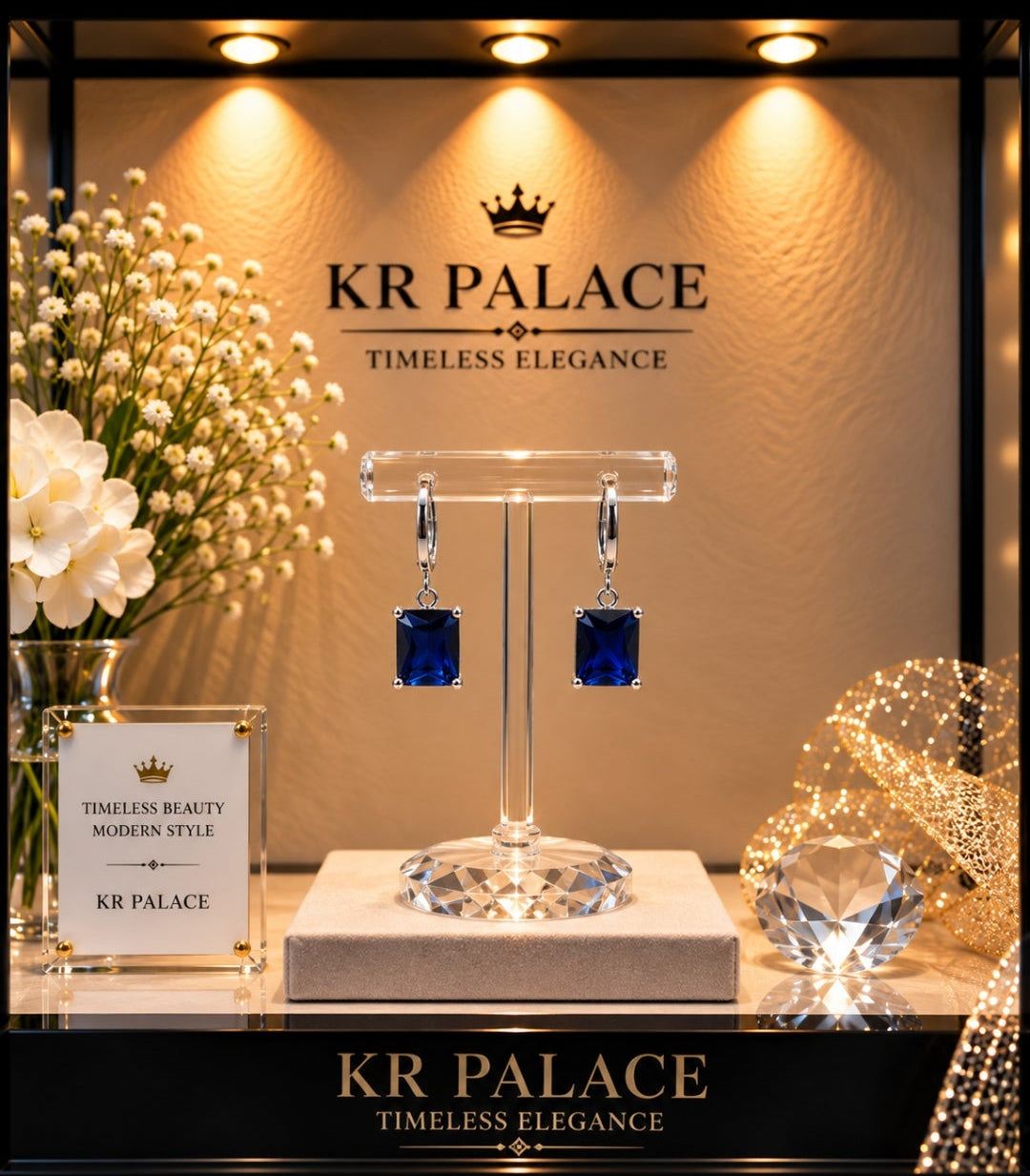 Crystal Square Drop Earrings