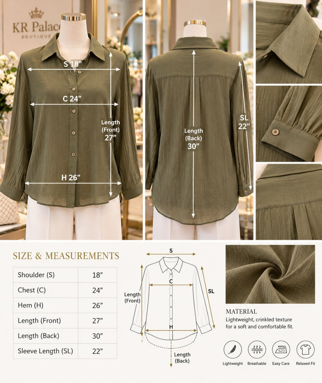 Olive Green Classic Button-Down Blouse