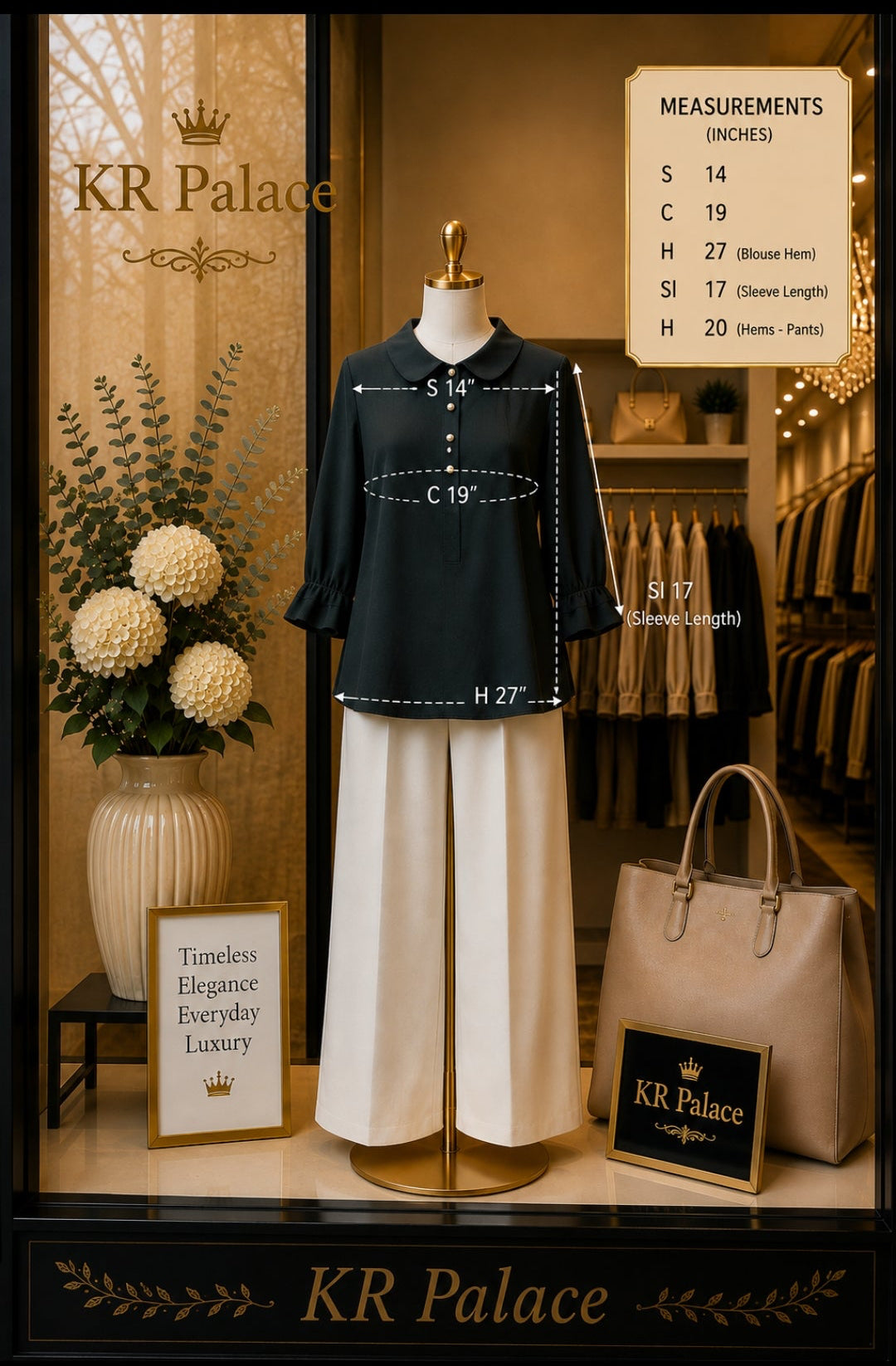 Forest Green Pearl Collar Blouse