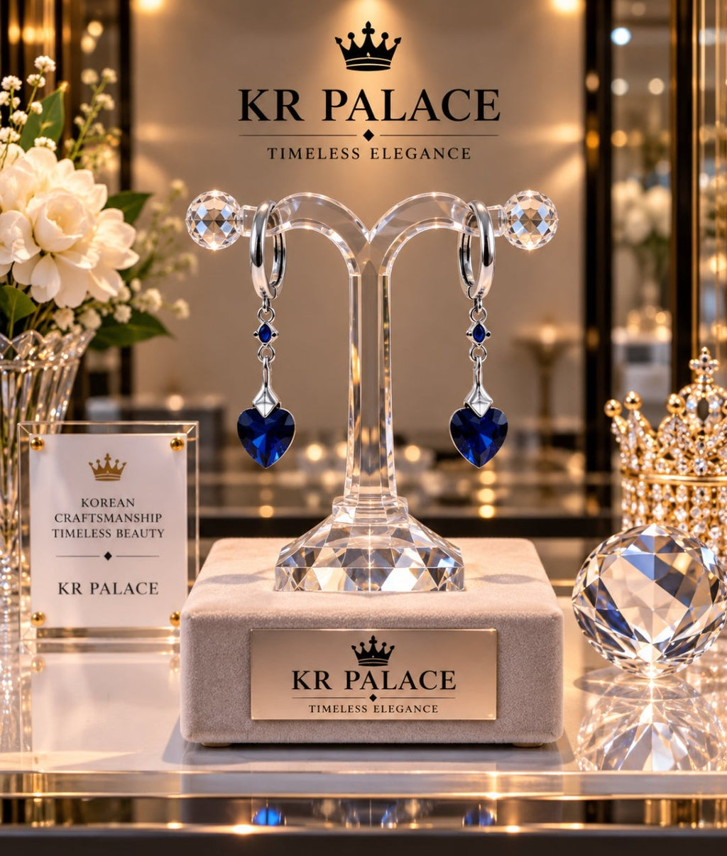 Sapphire Heart Drop Earrings