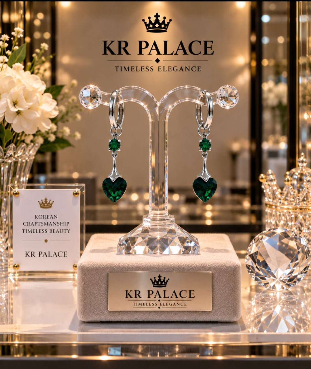 Sapphire Heart Drop Earrings