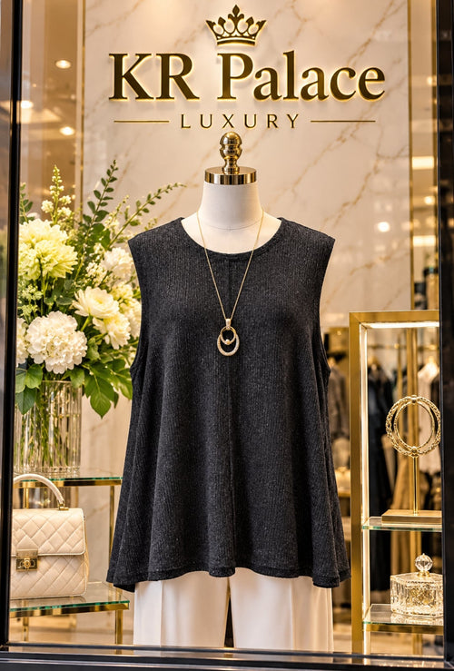 Charcoal Ribbed Swing Tunic