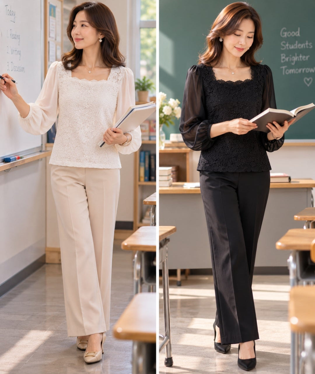 Elegant Lace Square-Neck Blouse