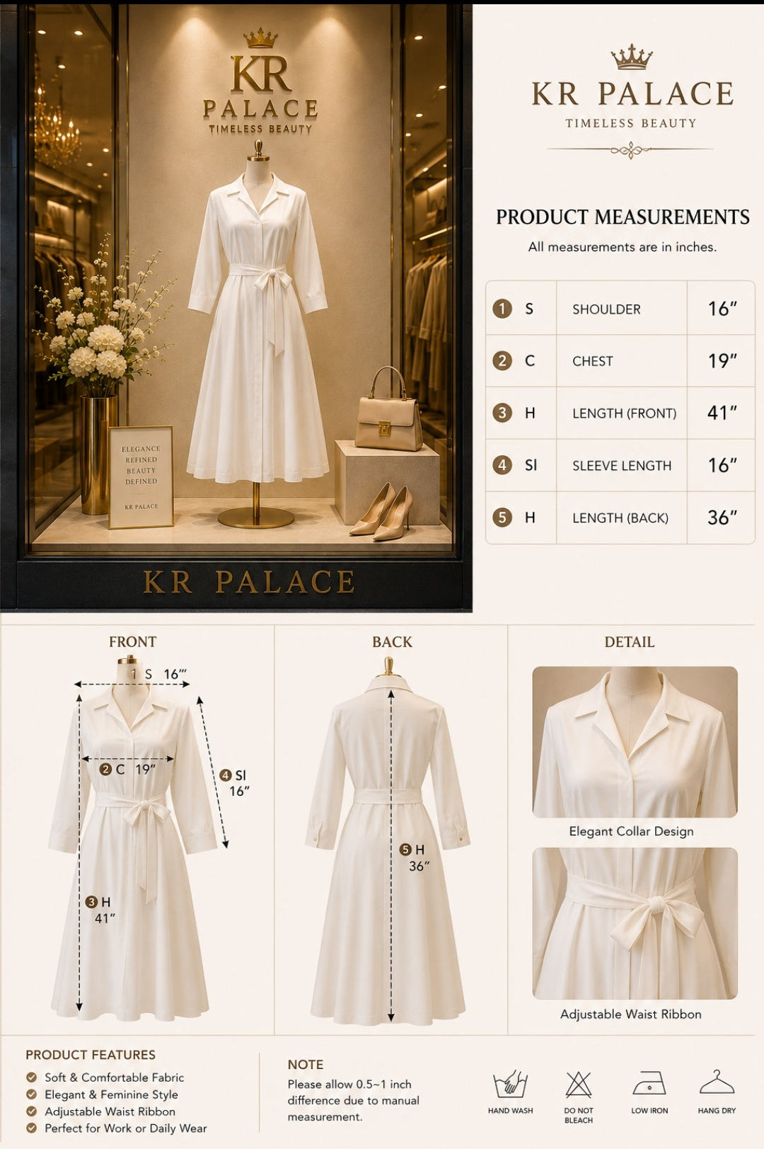 Ivory Grace Belted Midi Dress