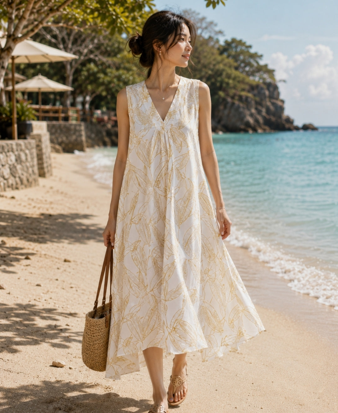 Coastal Bloom Reversible Maxi Dress