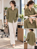 Olive Green Classic Button-Down Blouse