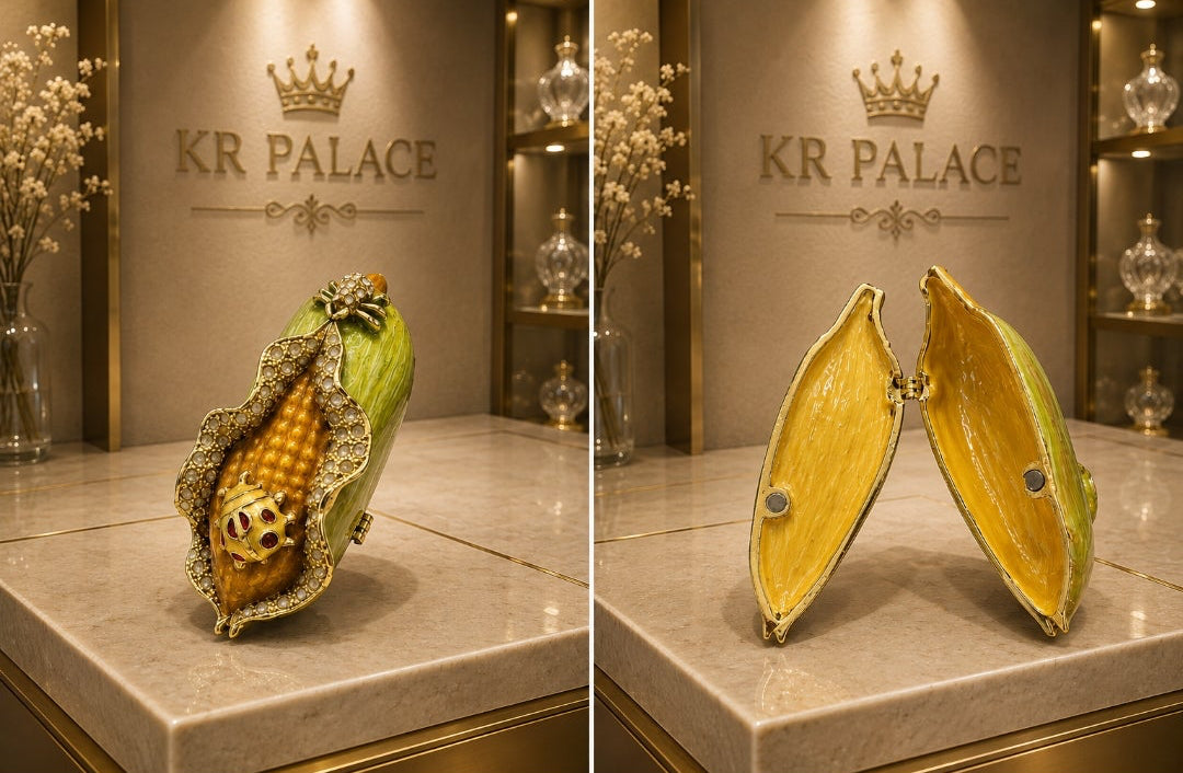 Golden Corn Jeweled Trinket Box