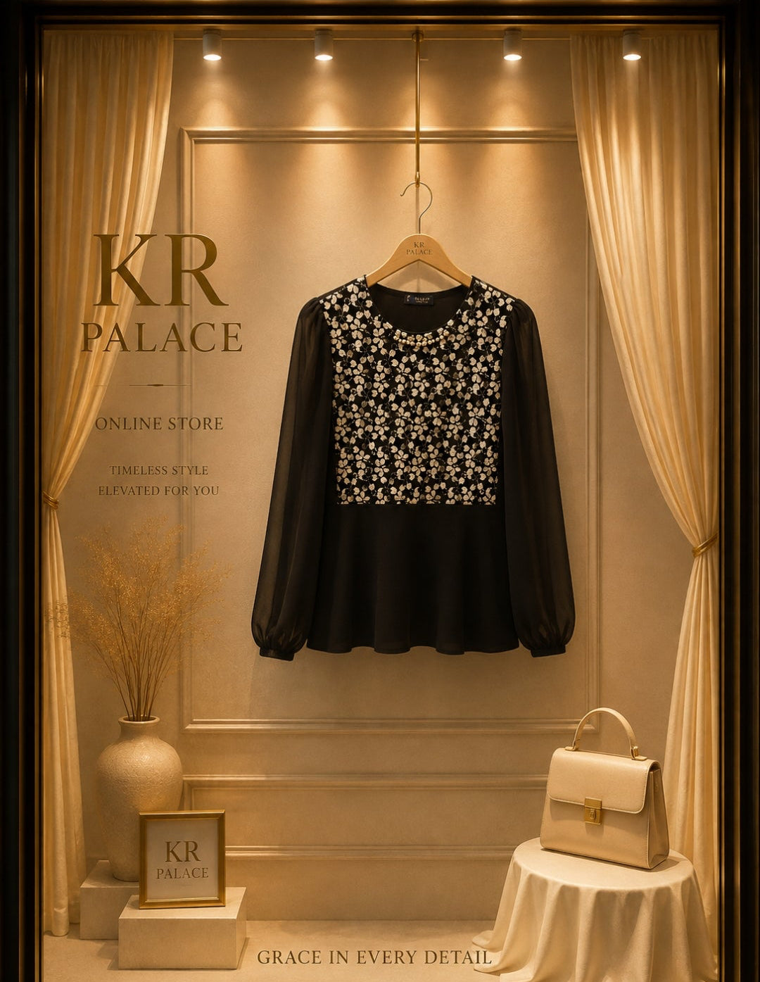 Pearl Blossom Peplum Blouse