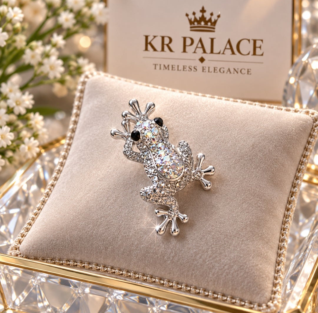 Crystal Frog Brooch