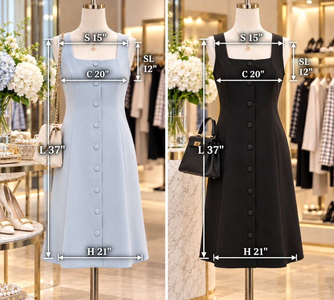 Powder Blue Button-Front A-Line Dress