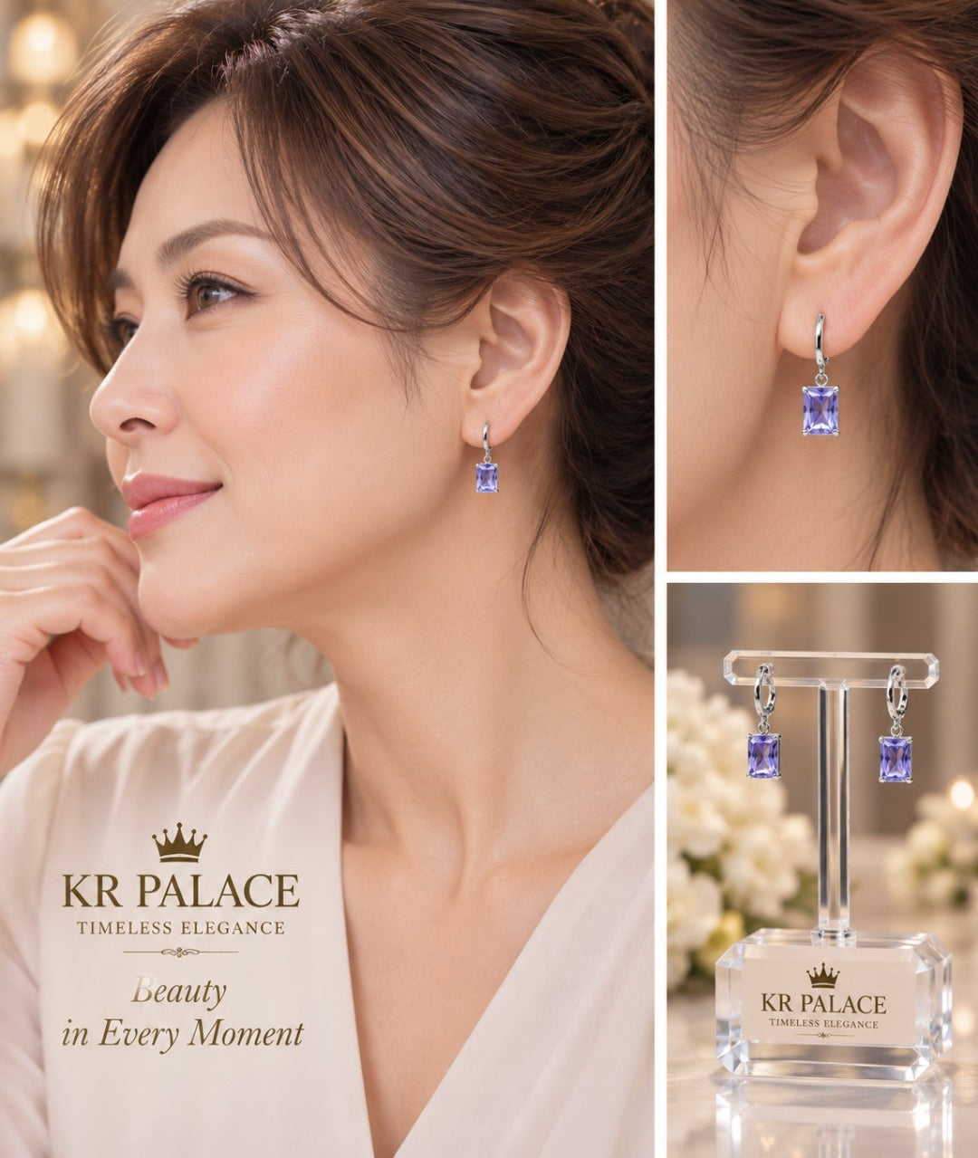 Crystal Square Drop Earrings