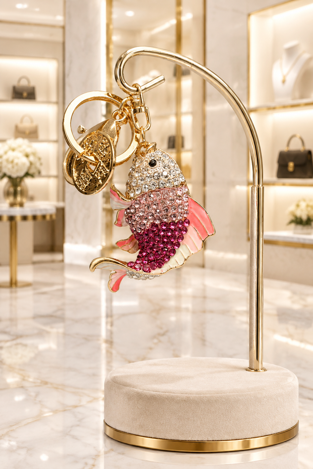 Pink Crystal Fish Charm