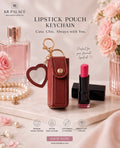 Korean Heart Charm Lipstick Pouch Keychain