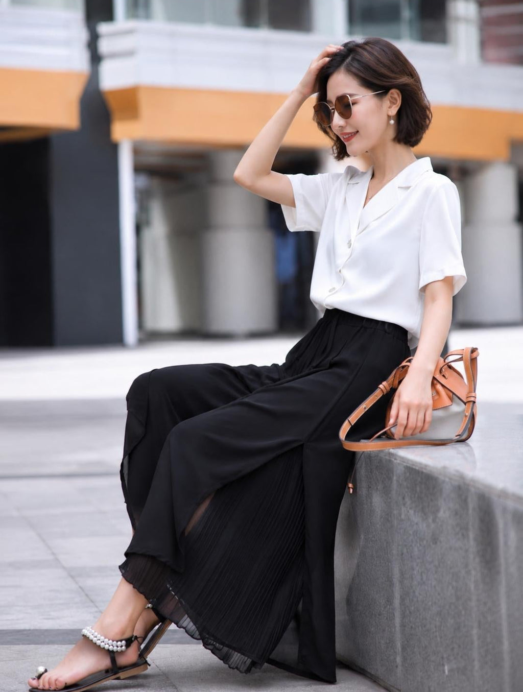 Grace Pleated Wide-Leg Pants