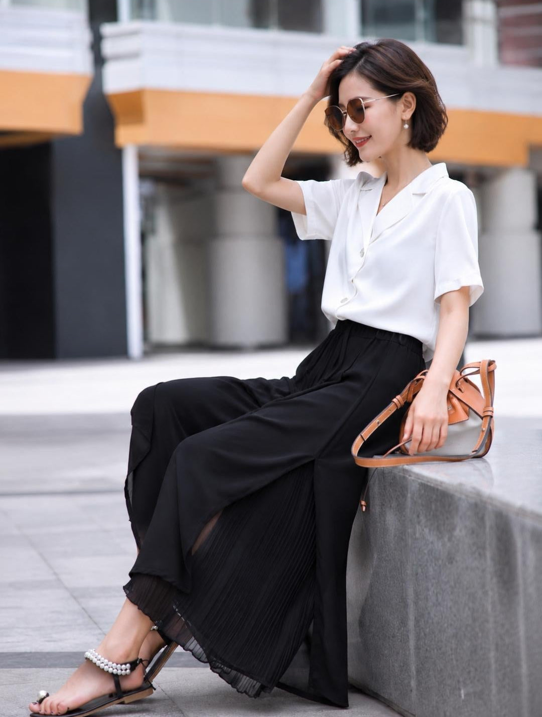 Grace Pleated Wide-Leg Pants