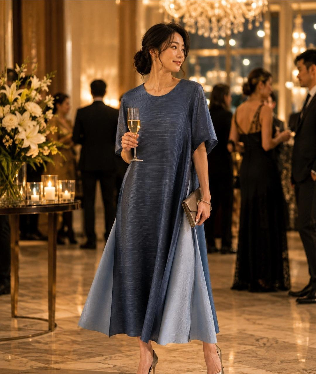 Harmony Colorblock Pleated Dress
