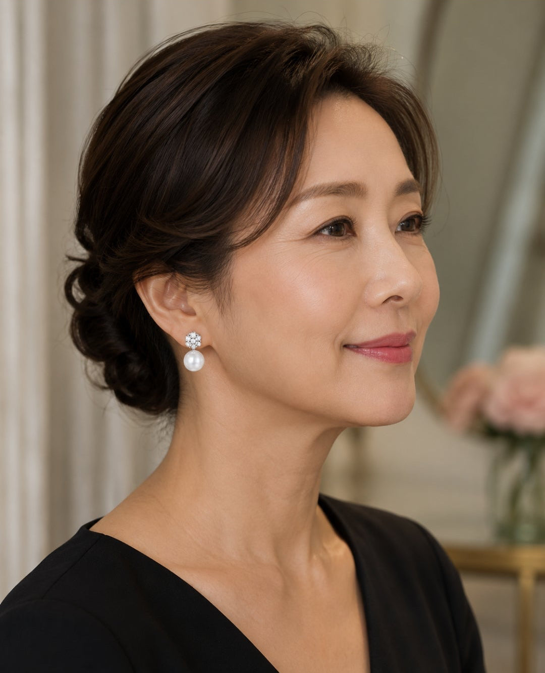 Pearl Crystal Blossom Earrings