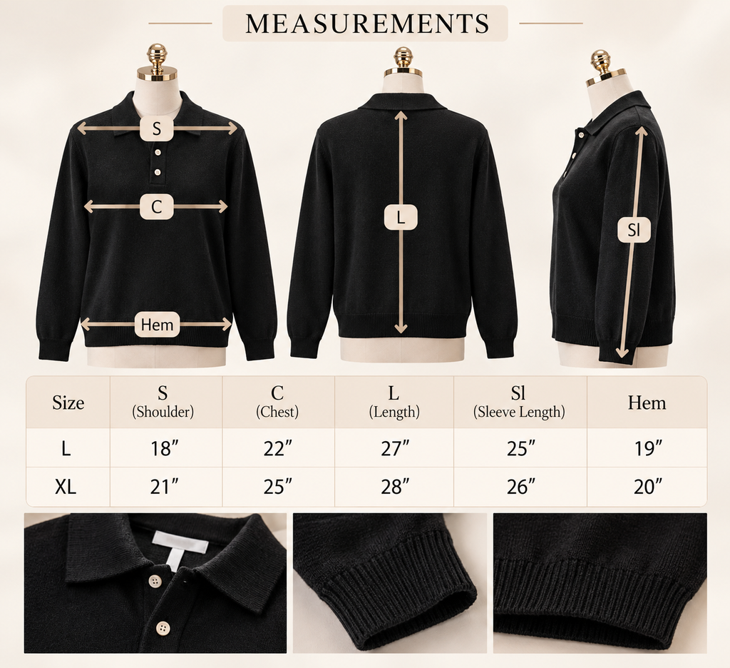 Classic Black Knit Polo Sweater