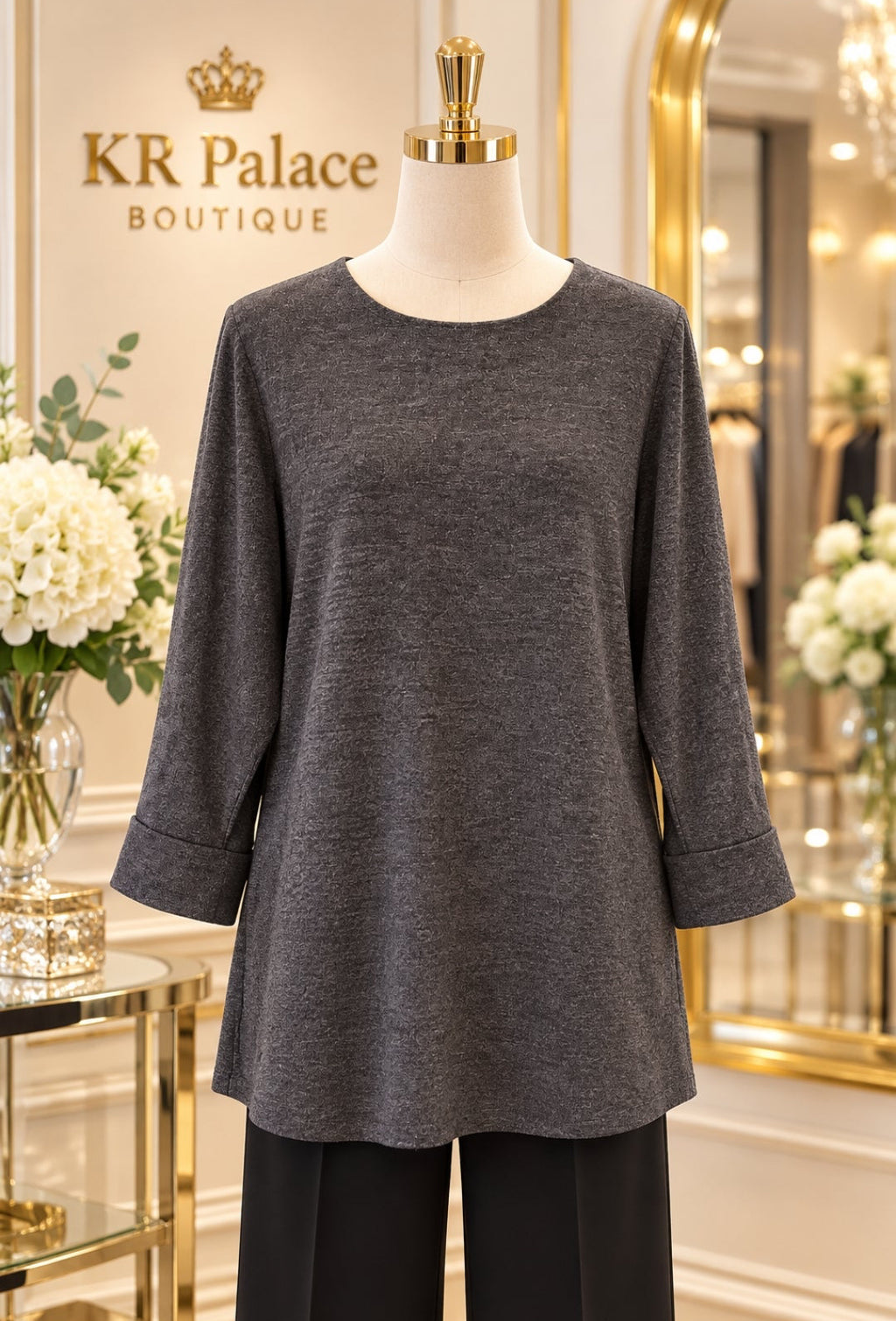 Charcoal Gray Relaxed Tunic Top