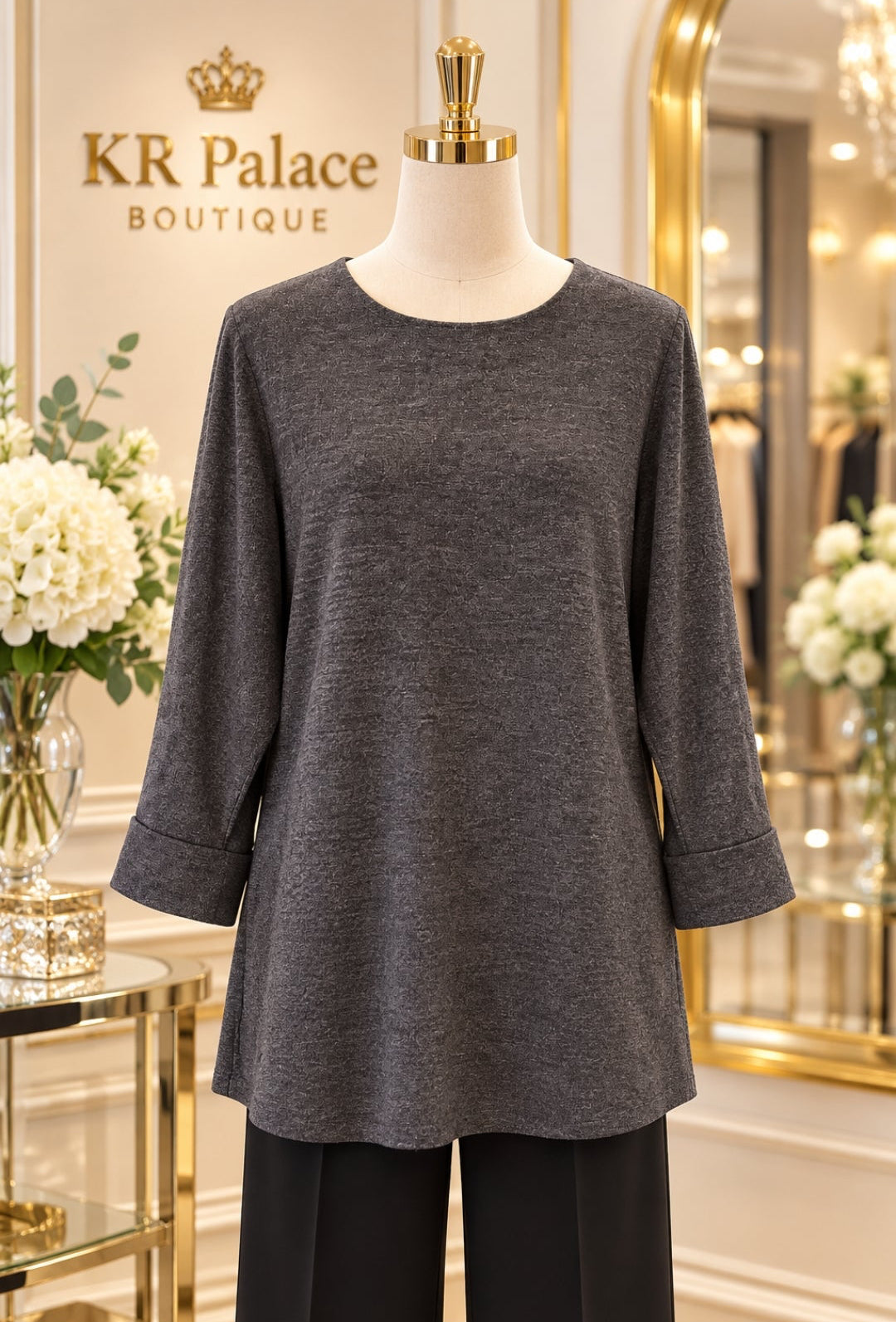 Charcoal Gray Relaxed Tunic Top