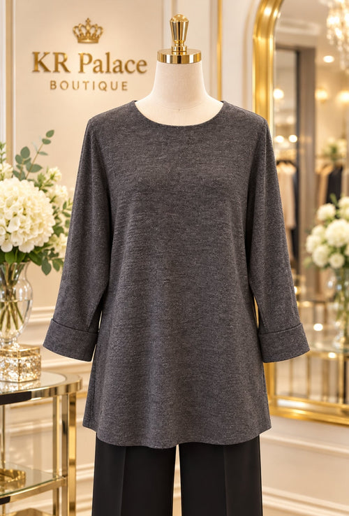 Charcoal Gray Relaxed Tunic Top