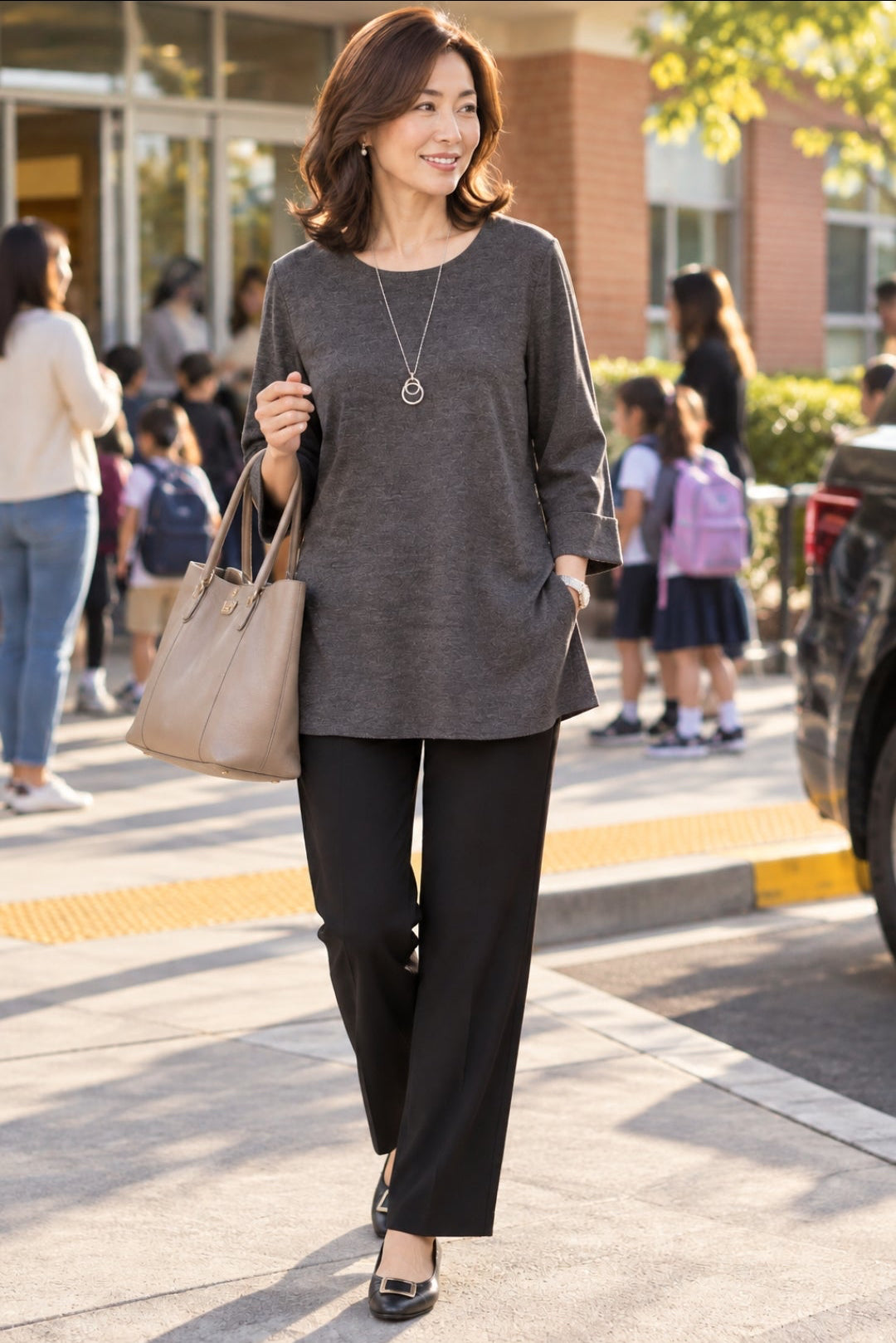 Charcoal Gray Relaxed Tunic Top