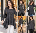 Charcoal Gray Asymmetrical Hem Tunic Top