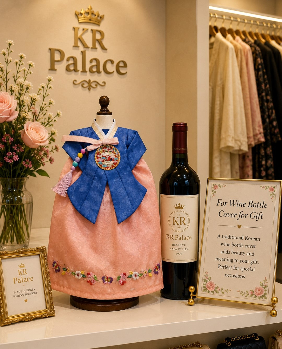 Elegant Hanbok Wine Bottle Cover