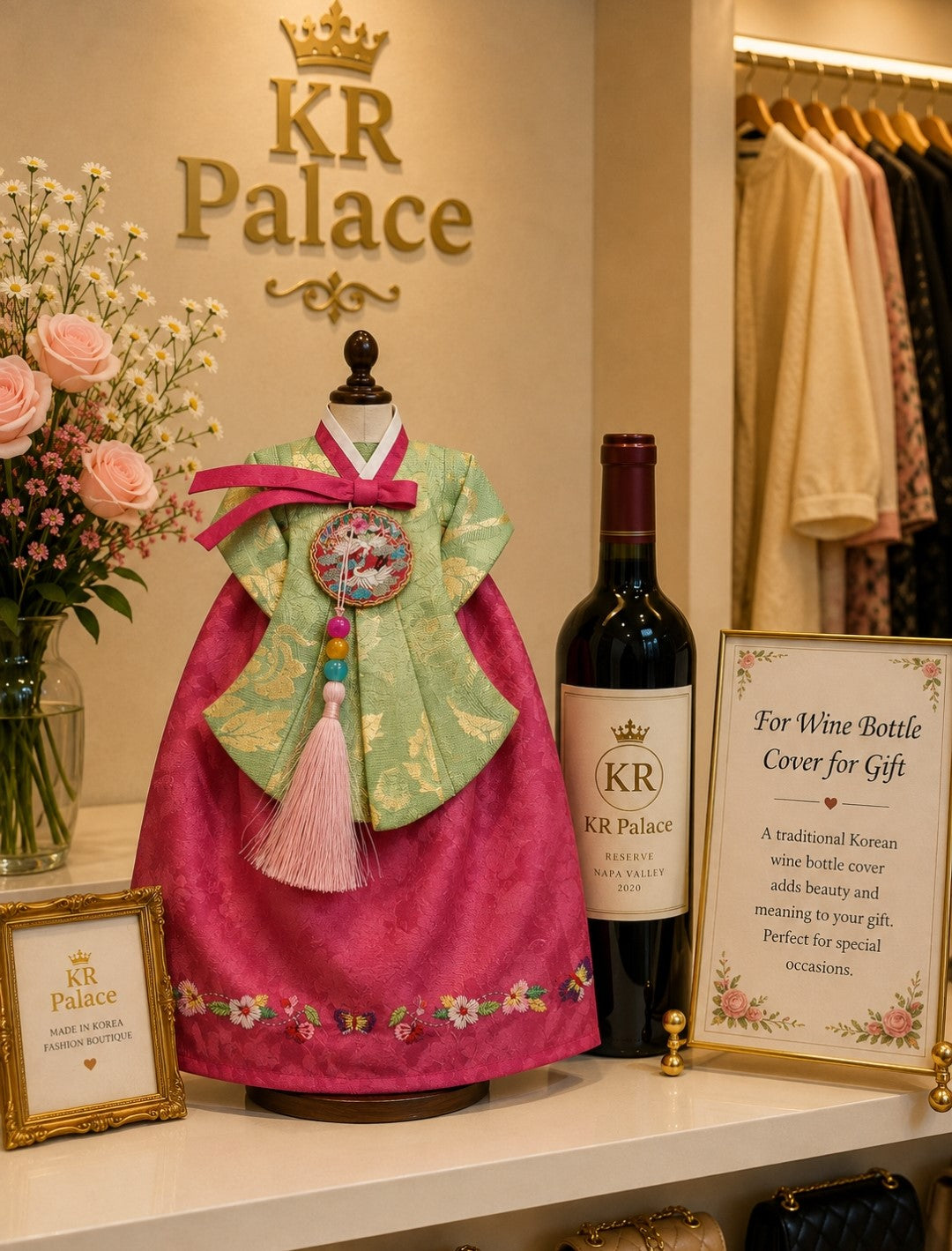 Jade & Rose Hanbok Wine Bottle Cover