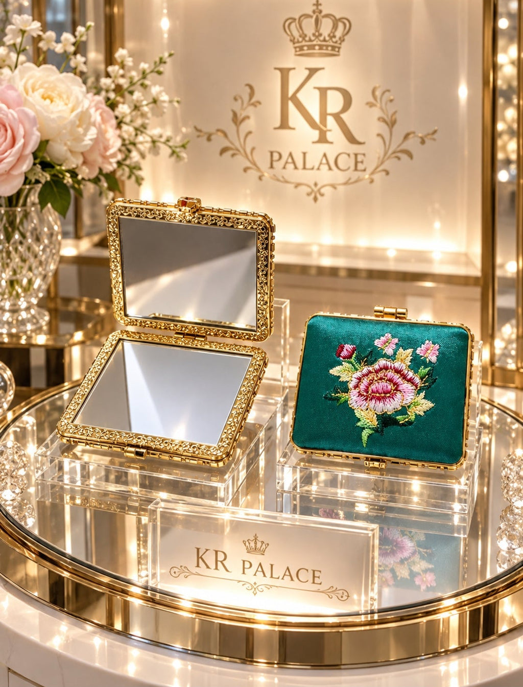 Royal Embroidered Compact Mirror