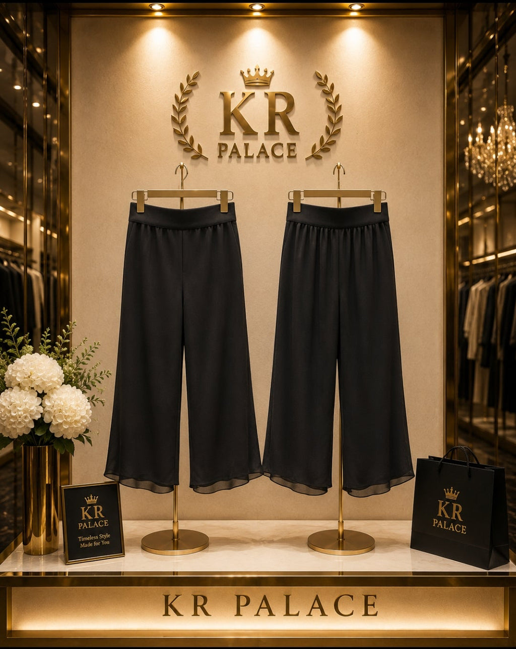 Soft Flow Chiffon Wide-Leg Pants