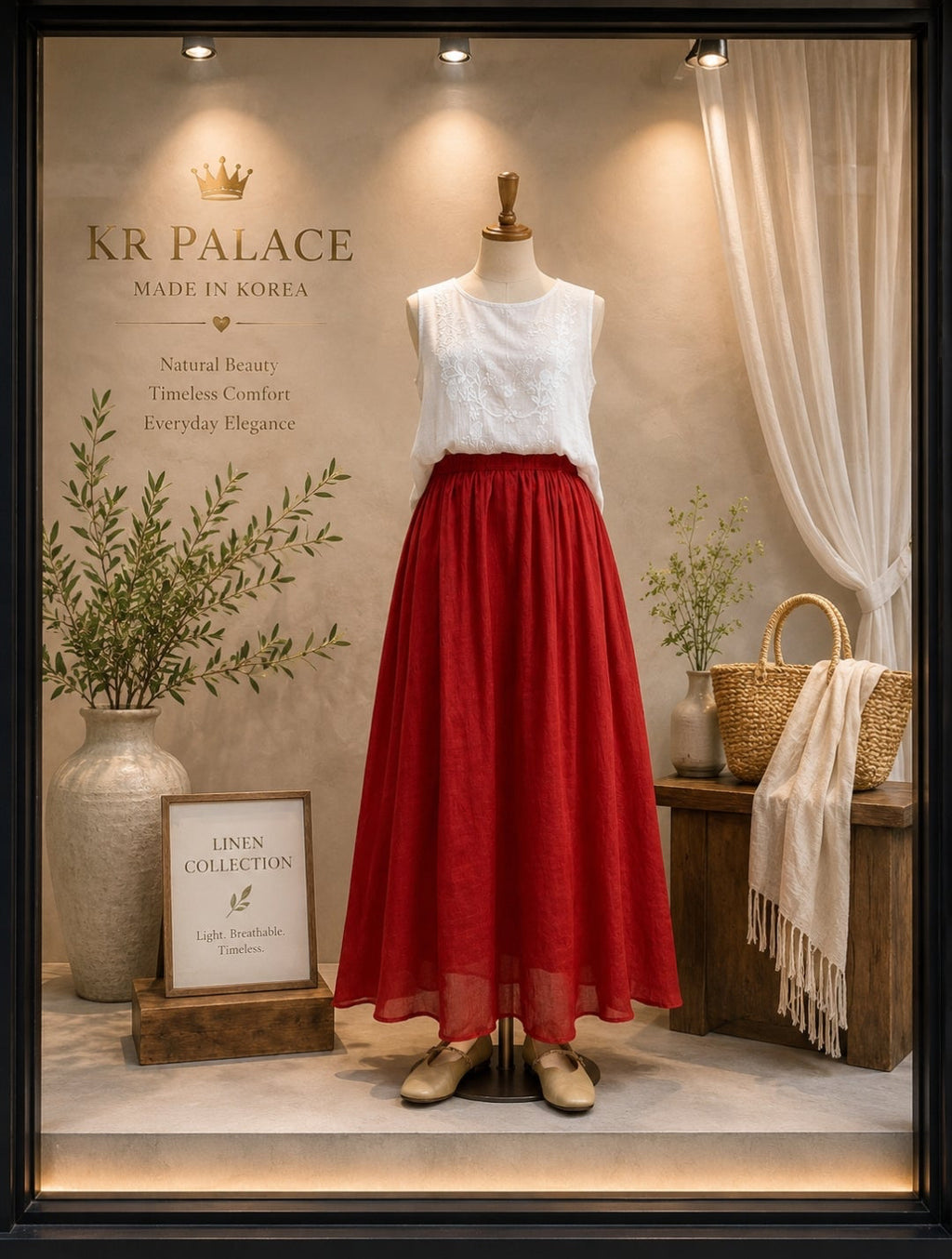 Garden Breeze Linen Maxi Skirt