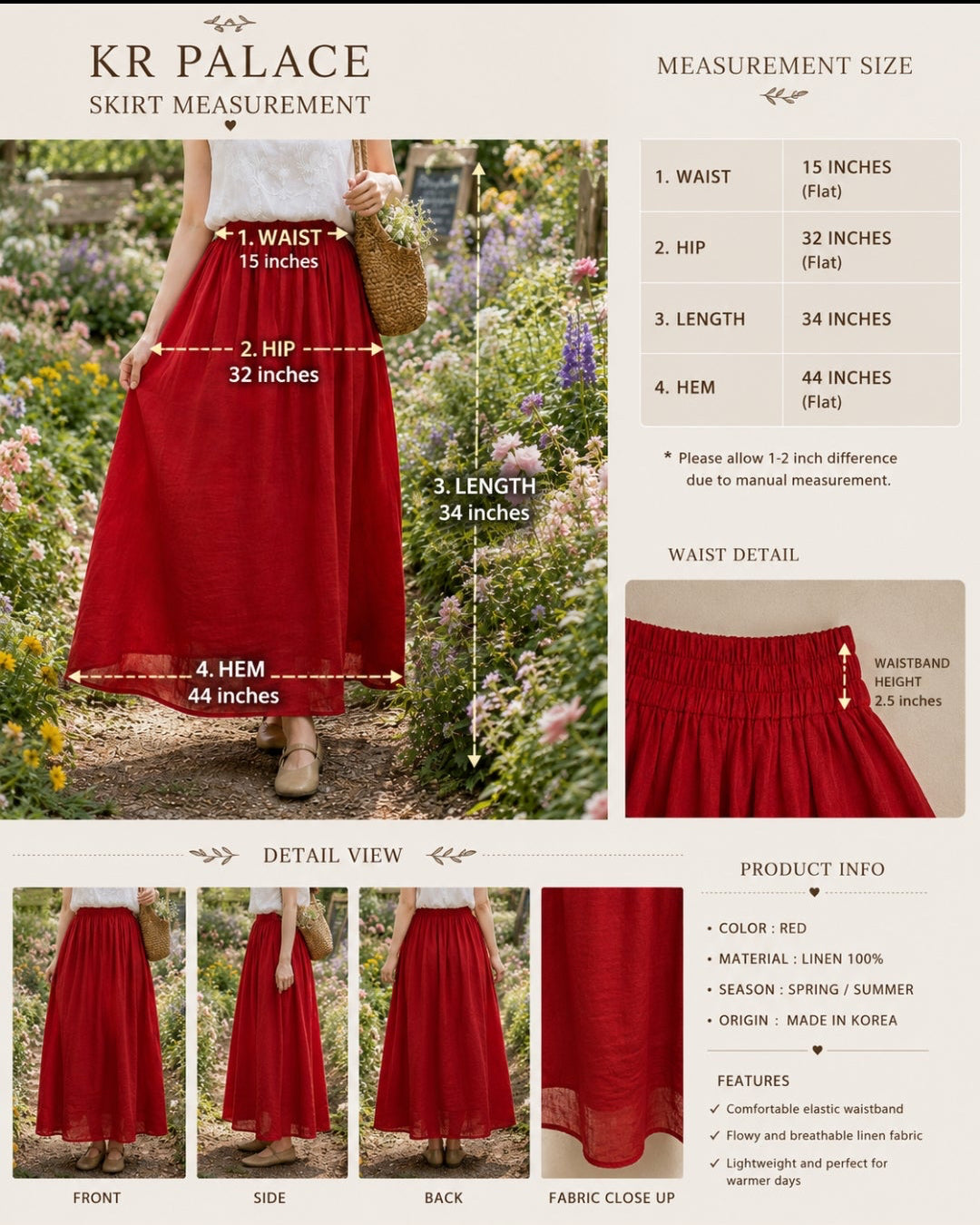 Garden Breeze Linen Maxi Skirt