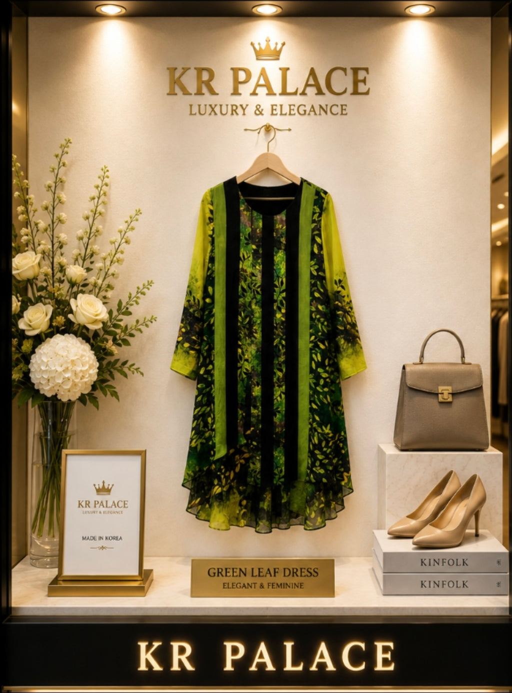 Emerald Garden Chiffon Dress