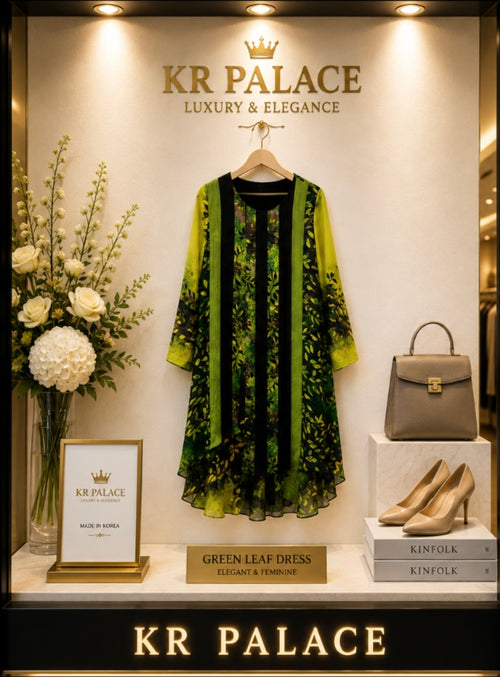 Emerald Garden Chiffon Dress