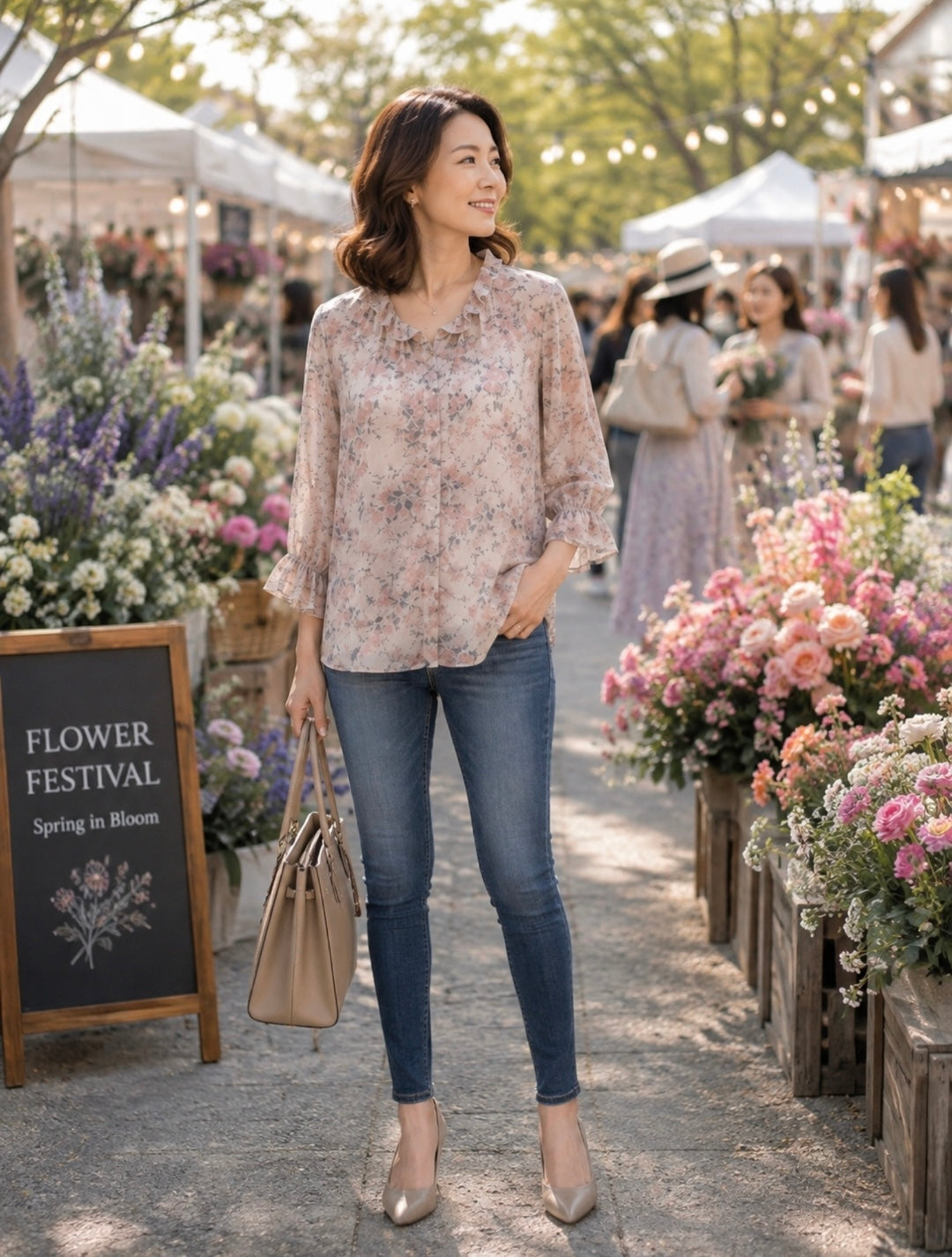 Blush Garden Ruffle Blouse