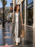Longline Textured Open-Front Vest