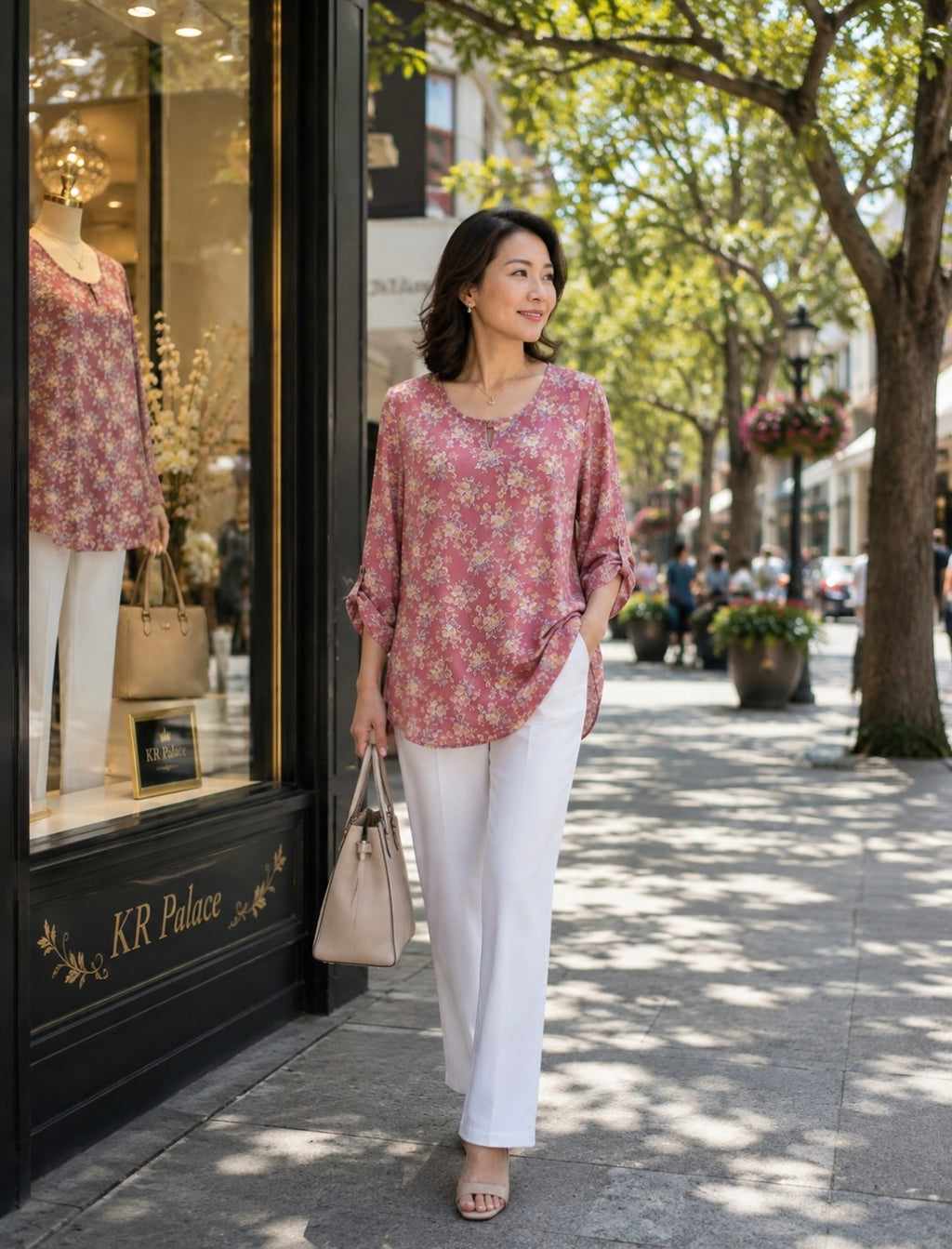 Dusty Rose Floral Blouse