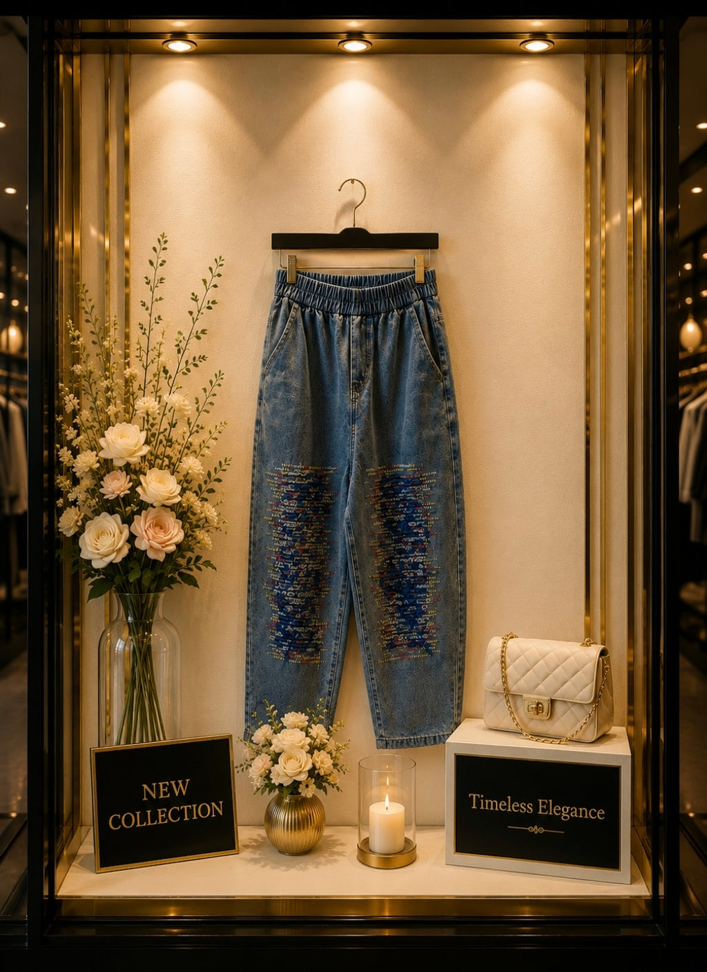 Patch Relaxed Denim Pants