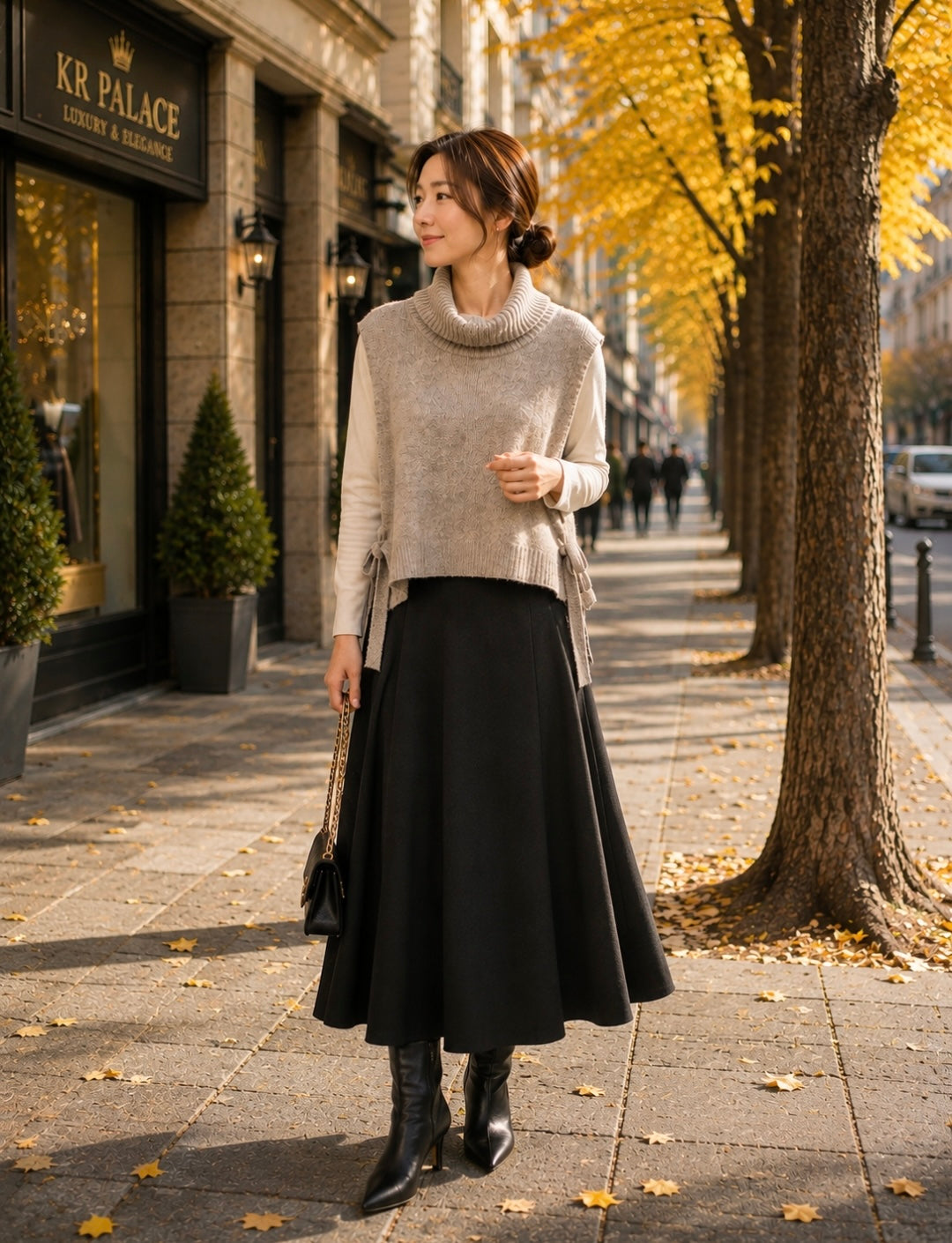 Cozy Turtleneck Tie-Side Knit Vest