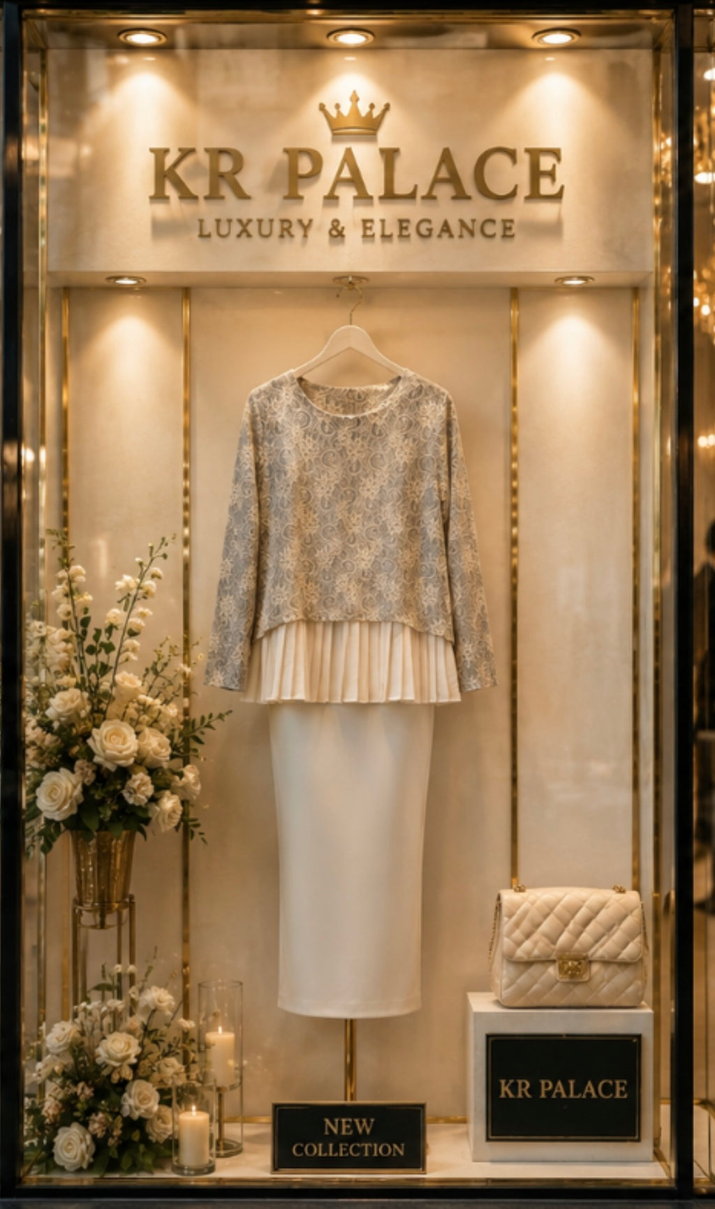 Champagne Lace Pleated Layer Top