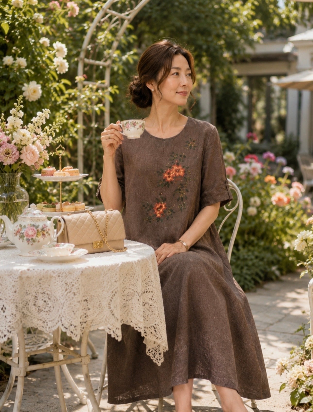 Autumn Blossom Midi Dress
